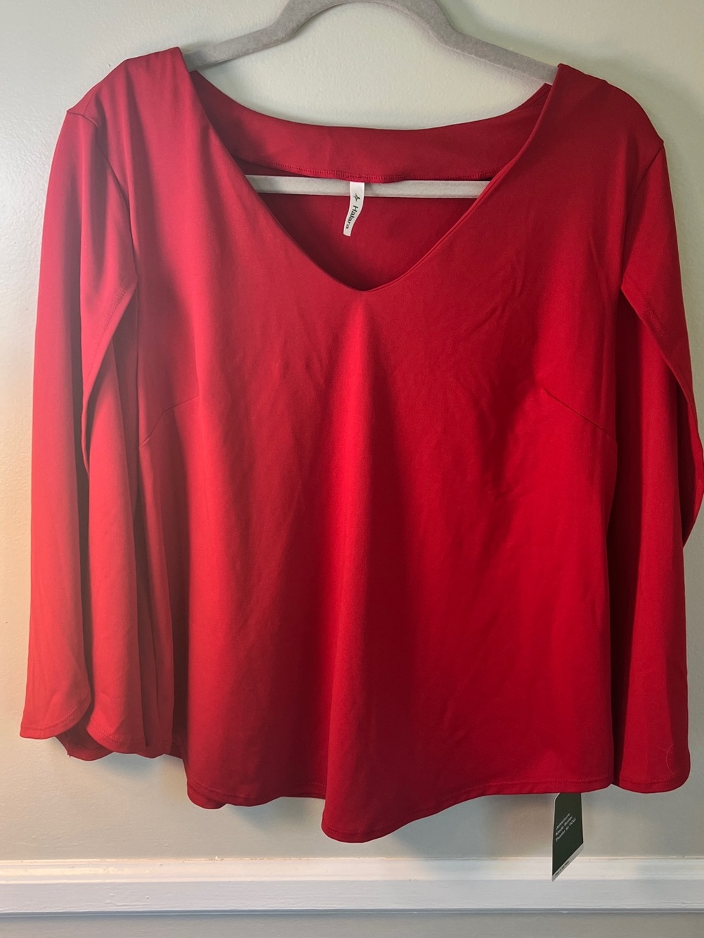 HALARA Bright Red V-Neck Long Sleeve Top